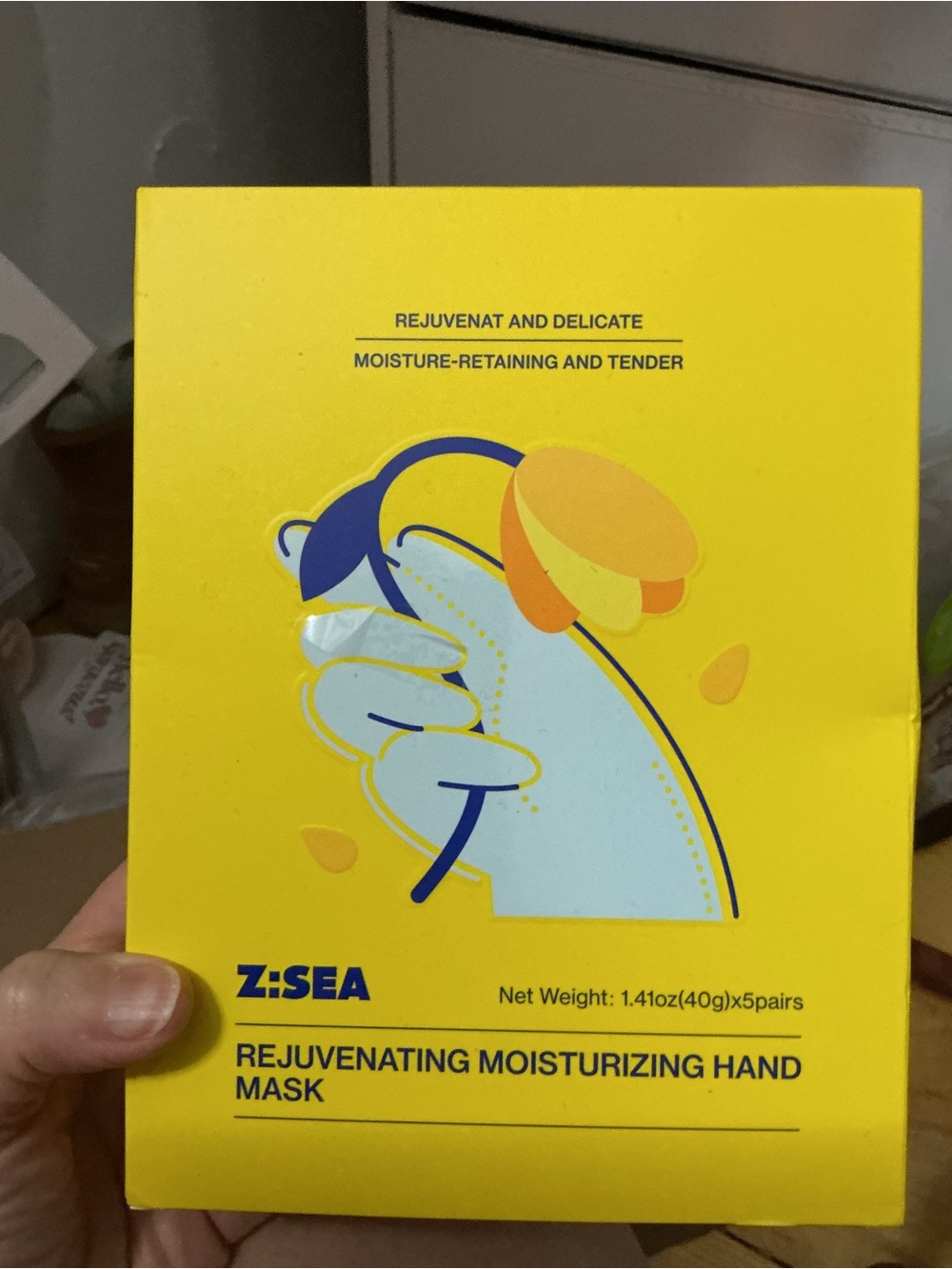 Sea Rejuvenating Moisturizing Hand Mask - Yellow Box with Blue Accents